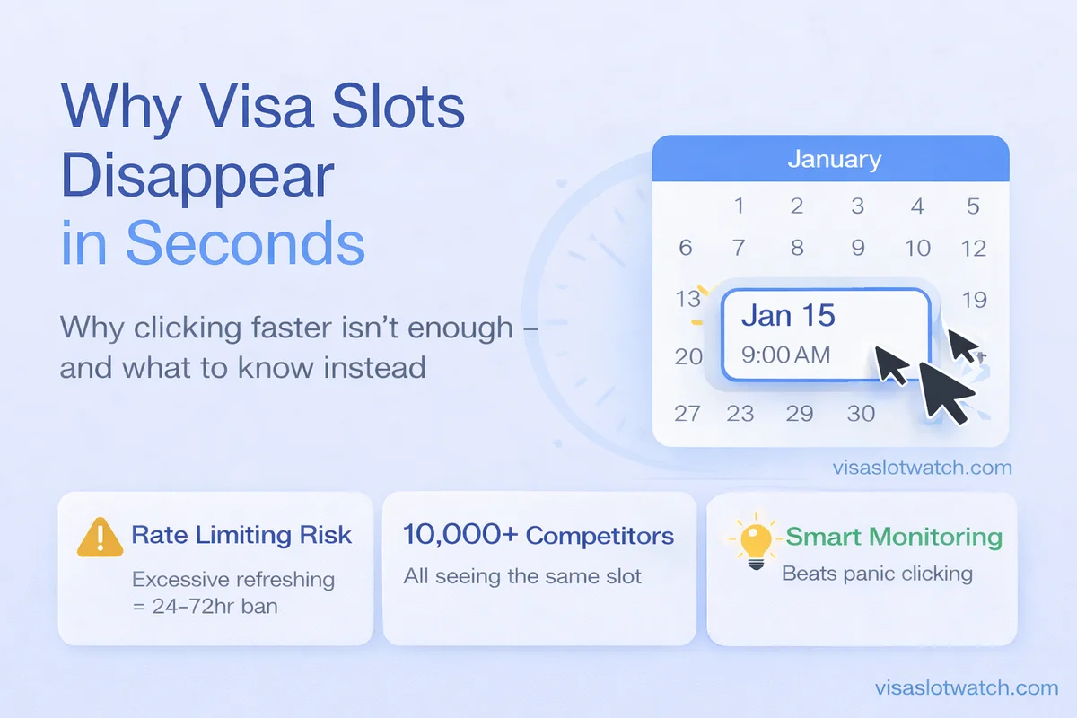 Why US Visa Slots Disappear in Seconds (And Why Refreshing Often Fails)