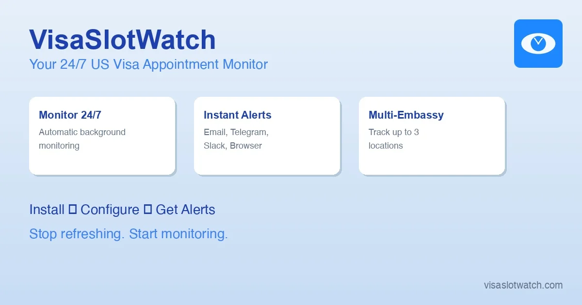 Introducing VisaSlotWatch — Your 24/7 US Visa Appointment Monitor